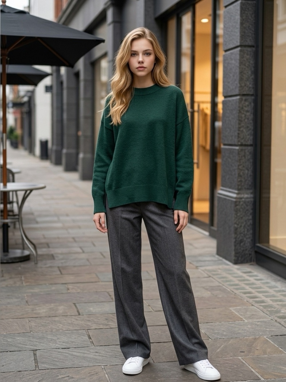 NWOT Zesica Forest Emerald Green Oversized Mock Neck Sweater Women’s Small